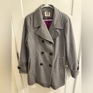 Anne Klein wool blend double breasted coat gray XL